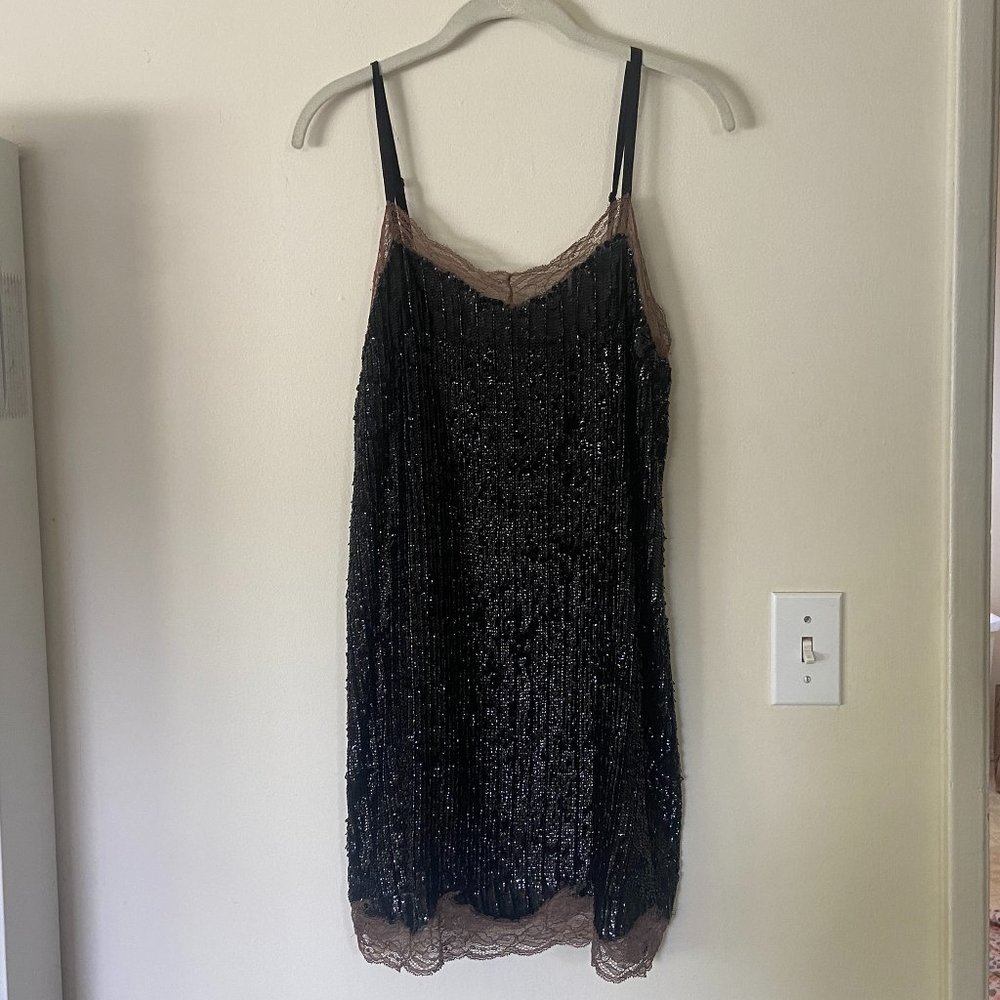 Topshop Slip Style Sequin & Lace Cocktail Dress